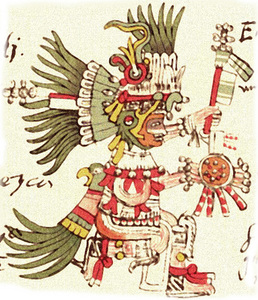 Painting of Huitzilopochtli on floor in La Venta